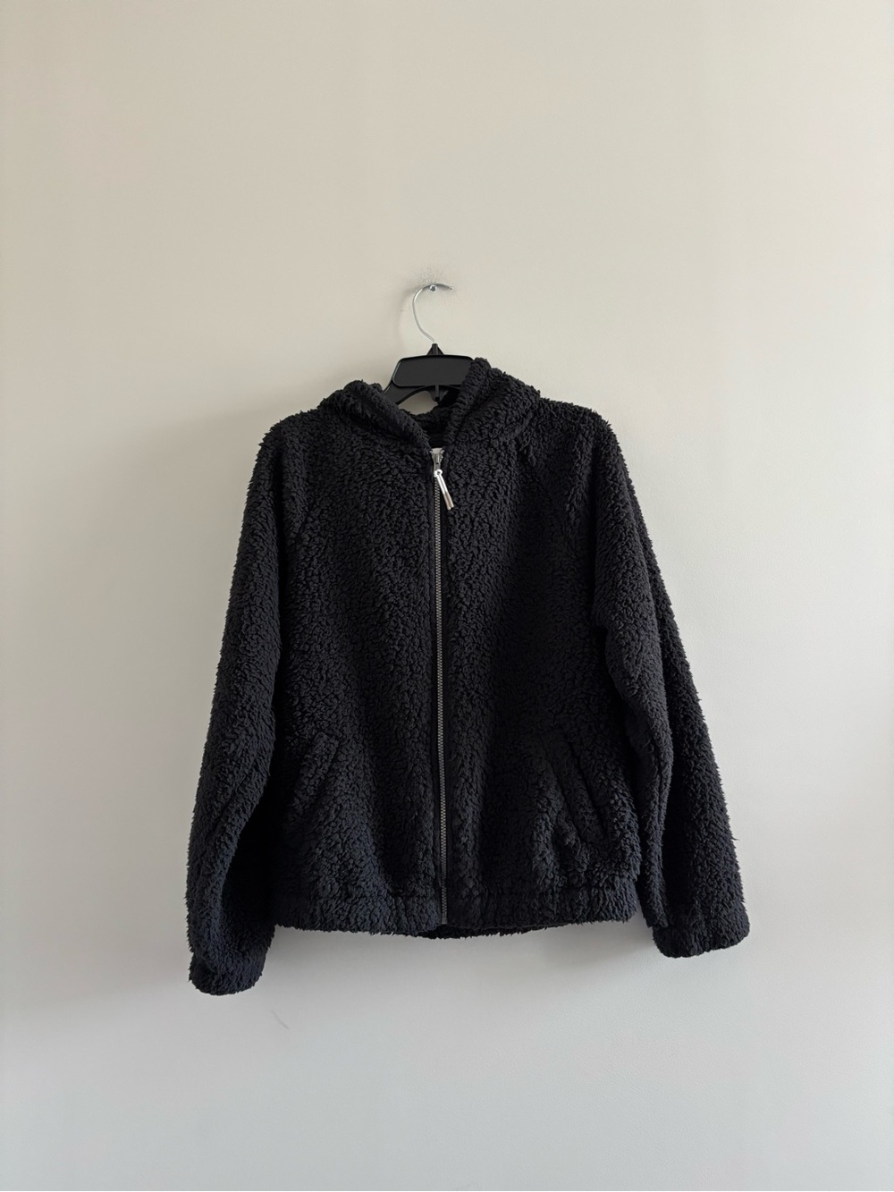 SO Clothing Jacket Full Zip Sherpa Fleece Black Hooded Womens M Cozy Outdoor